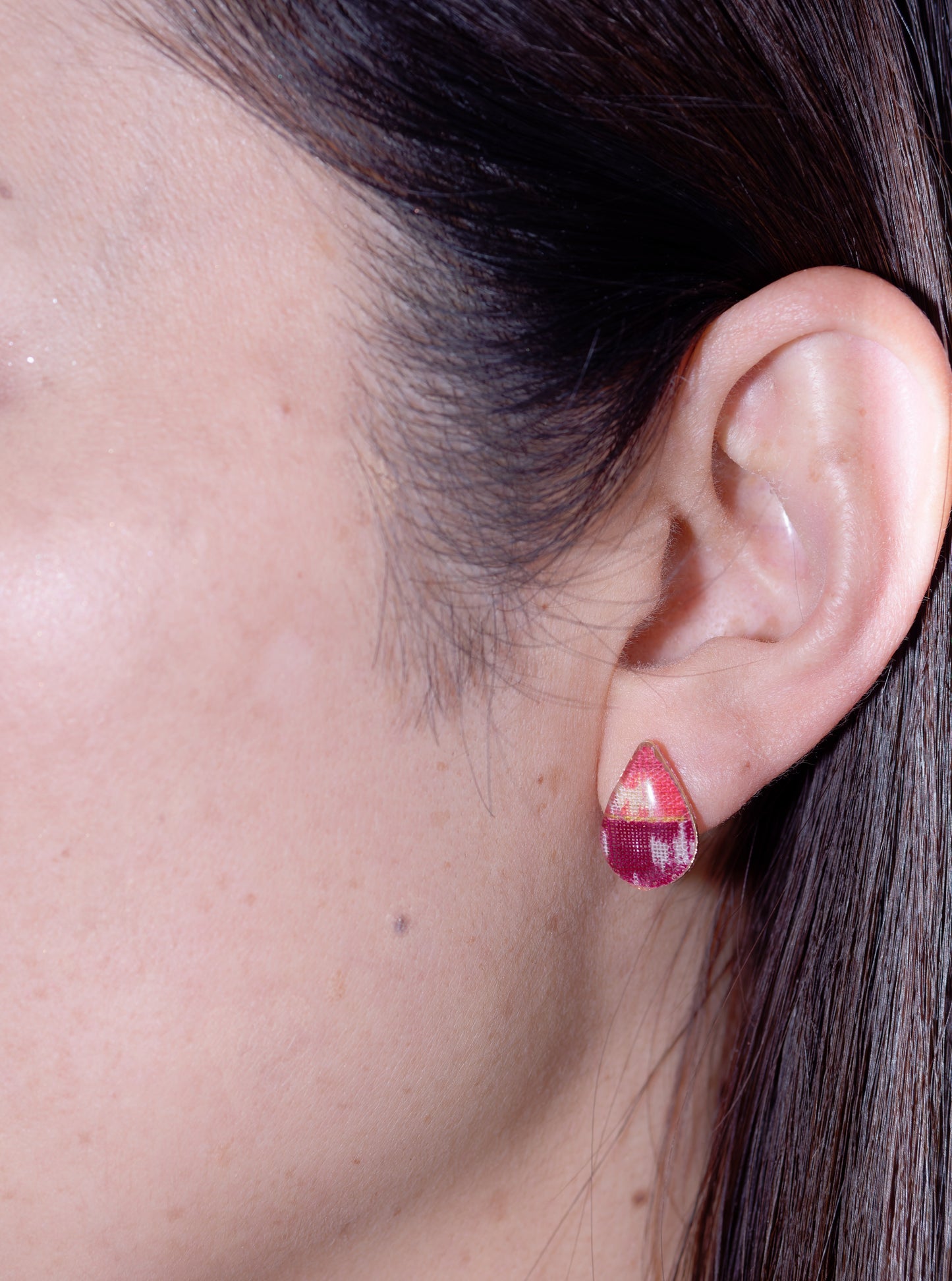 Ryukyu Kasuri teardrop-shaped earrings