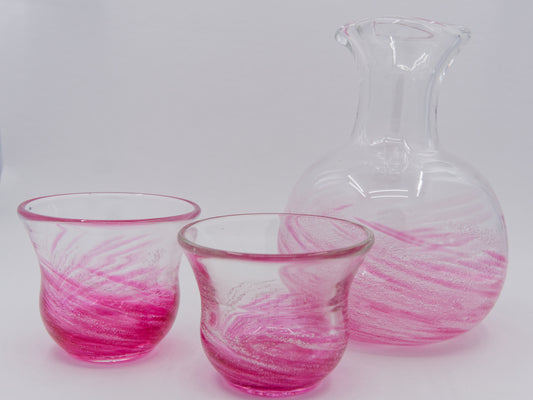 Sazanami 3-Piece Sake Set -Pink
