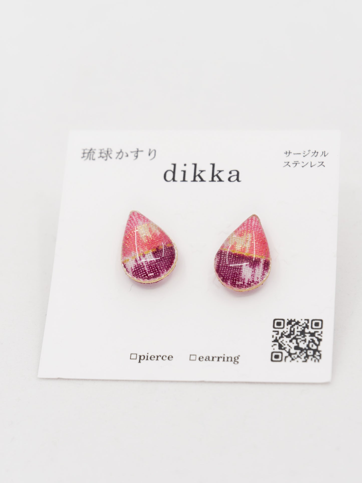Ryukyu Kasuri teardrop-shaped earrings