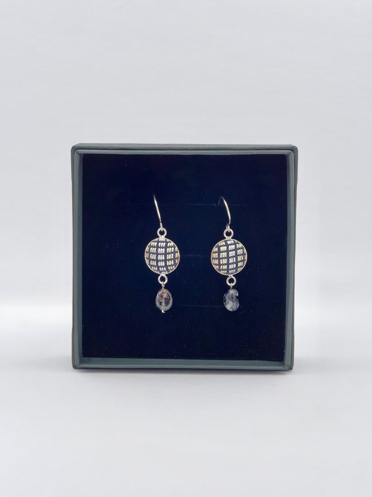 Chibana Hanaori x Natural Stone earrings- Black Rutilated Quartz -SV925