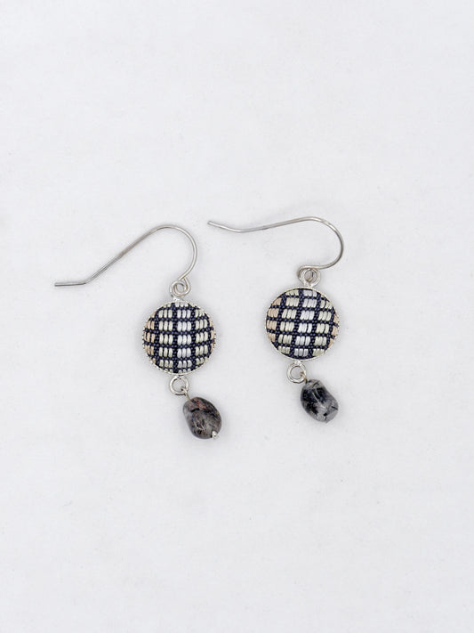 Chibana Hanaori x Natural Stone earrings- Black Rutilated Quartz -SV925