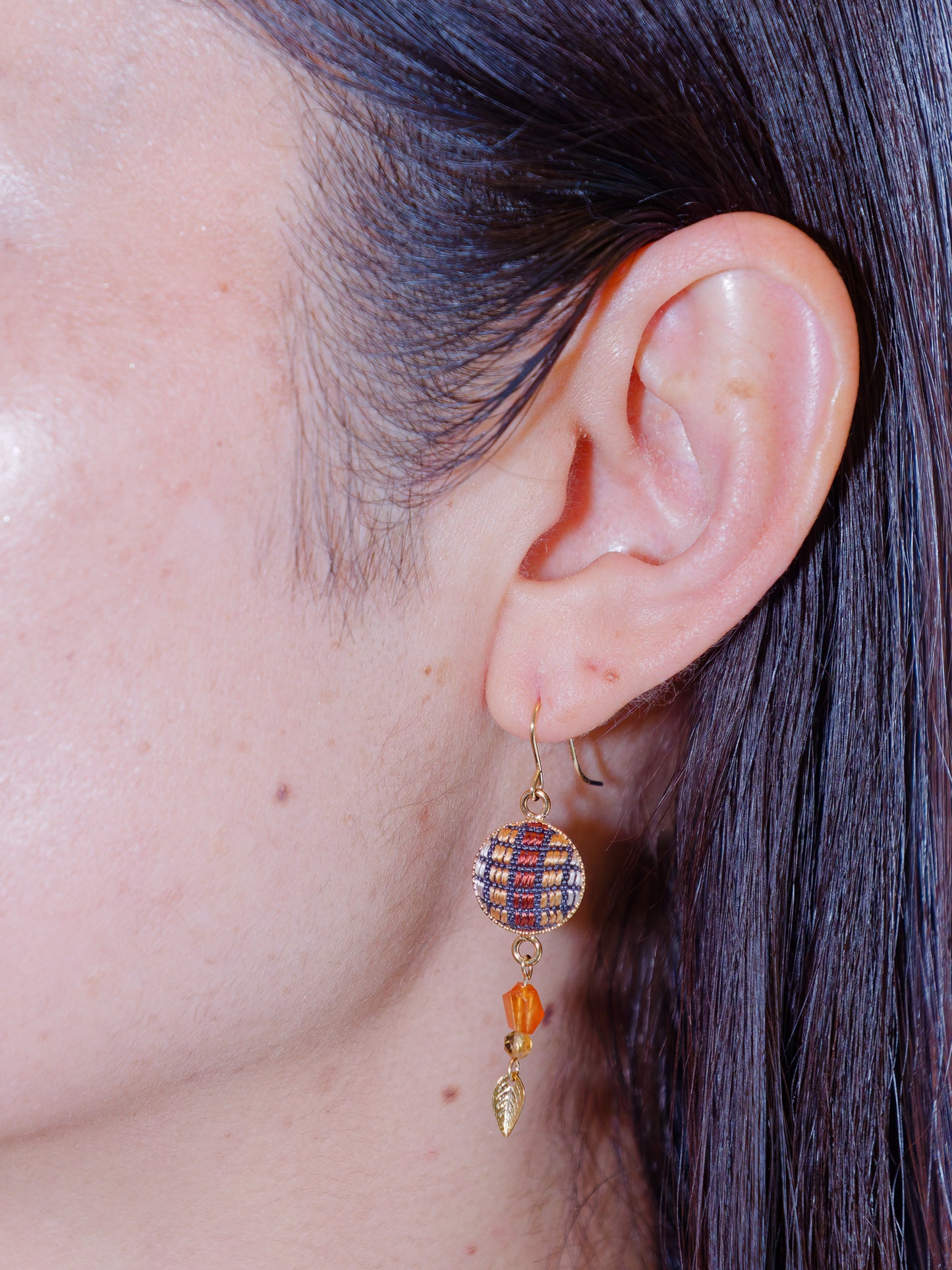 Chibana Hanaori x Natural Stone  earrings- Hessonite / Phantom Citrine