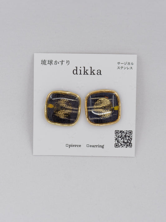 Ryukyu Kasuri earrings - Square -Tuigwa (little bird)