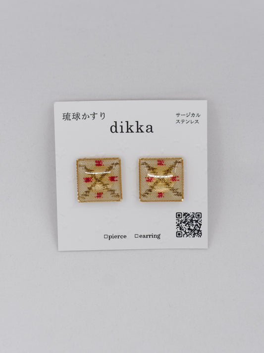 Ryukyu Kasuri earrings - Square-  Hasanbiima (scissors)