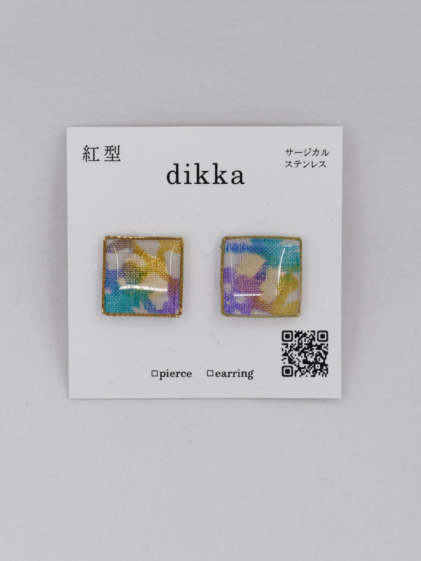 Ryukyu Bingata earrings - Square