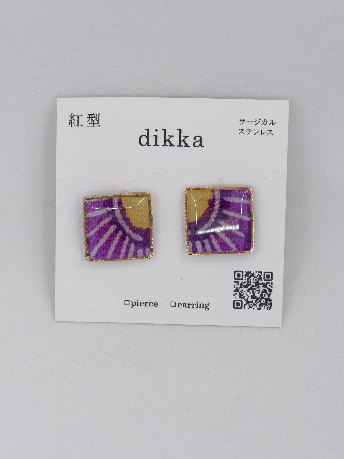 Ryukyu Bingata earrings - Square
