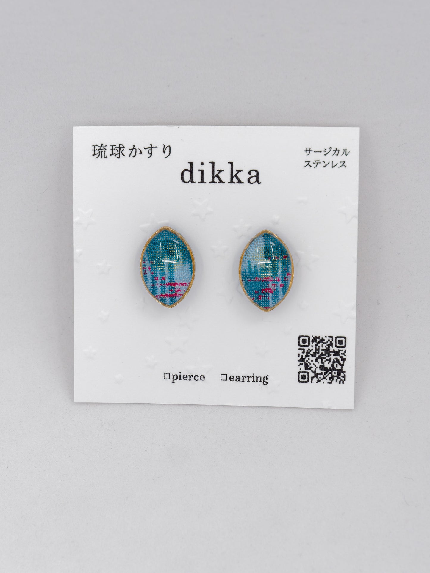 Ryukyu Kasuri earrings - Oval