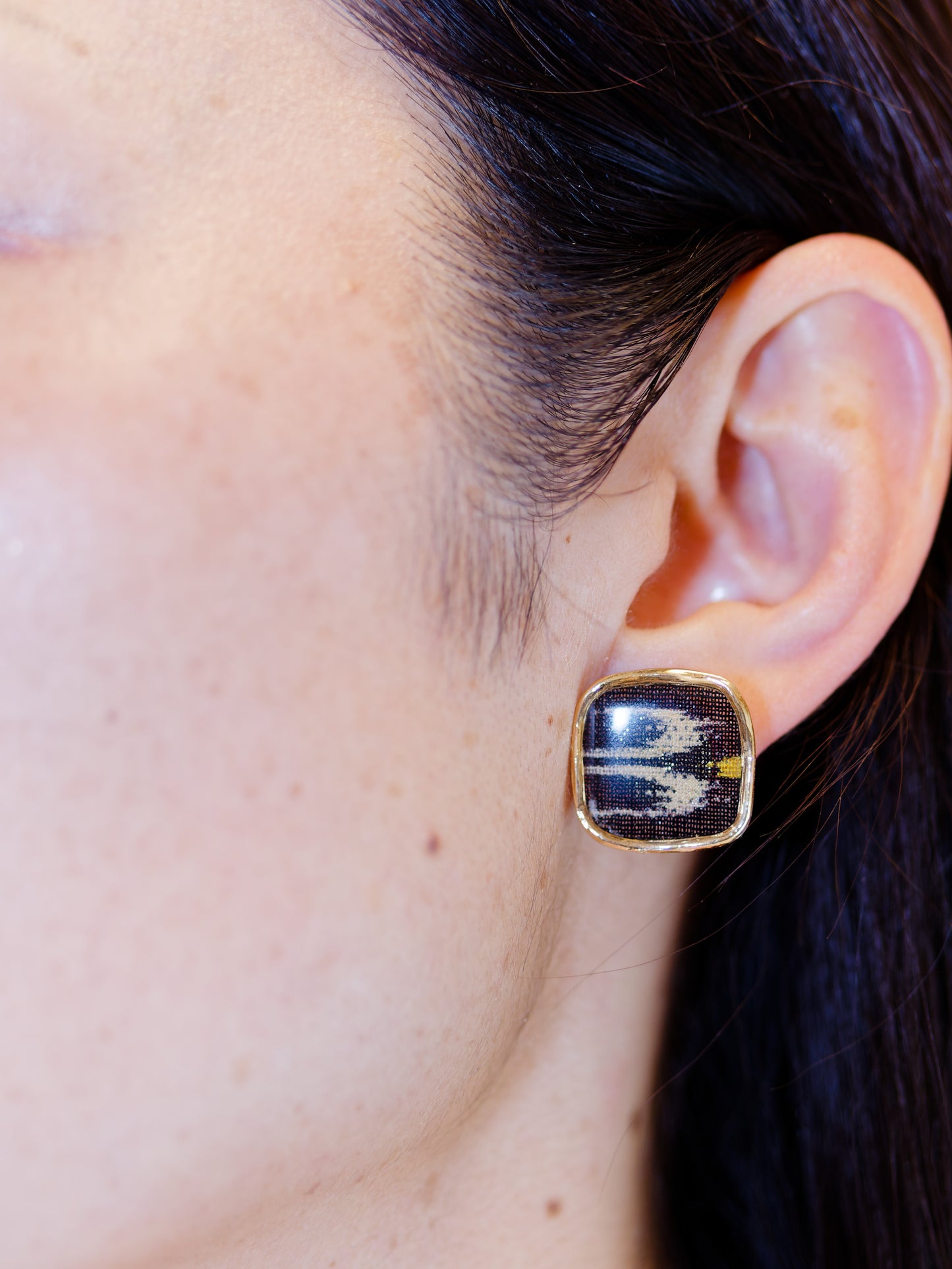 Ryukyu Kasuri earrings - Square -Tuigwa (little bird)