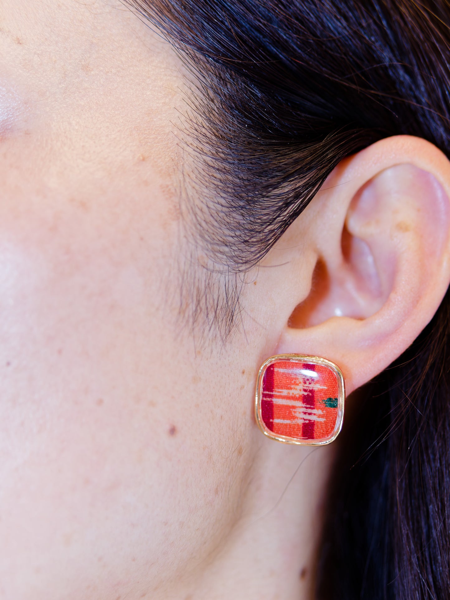 Ryukyu Kasuri earrings - Square -Tuigwa (little bird)