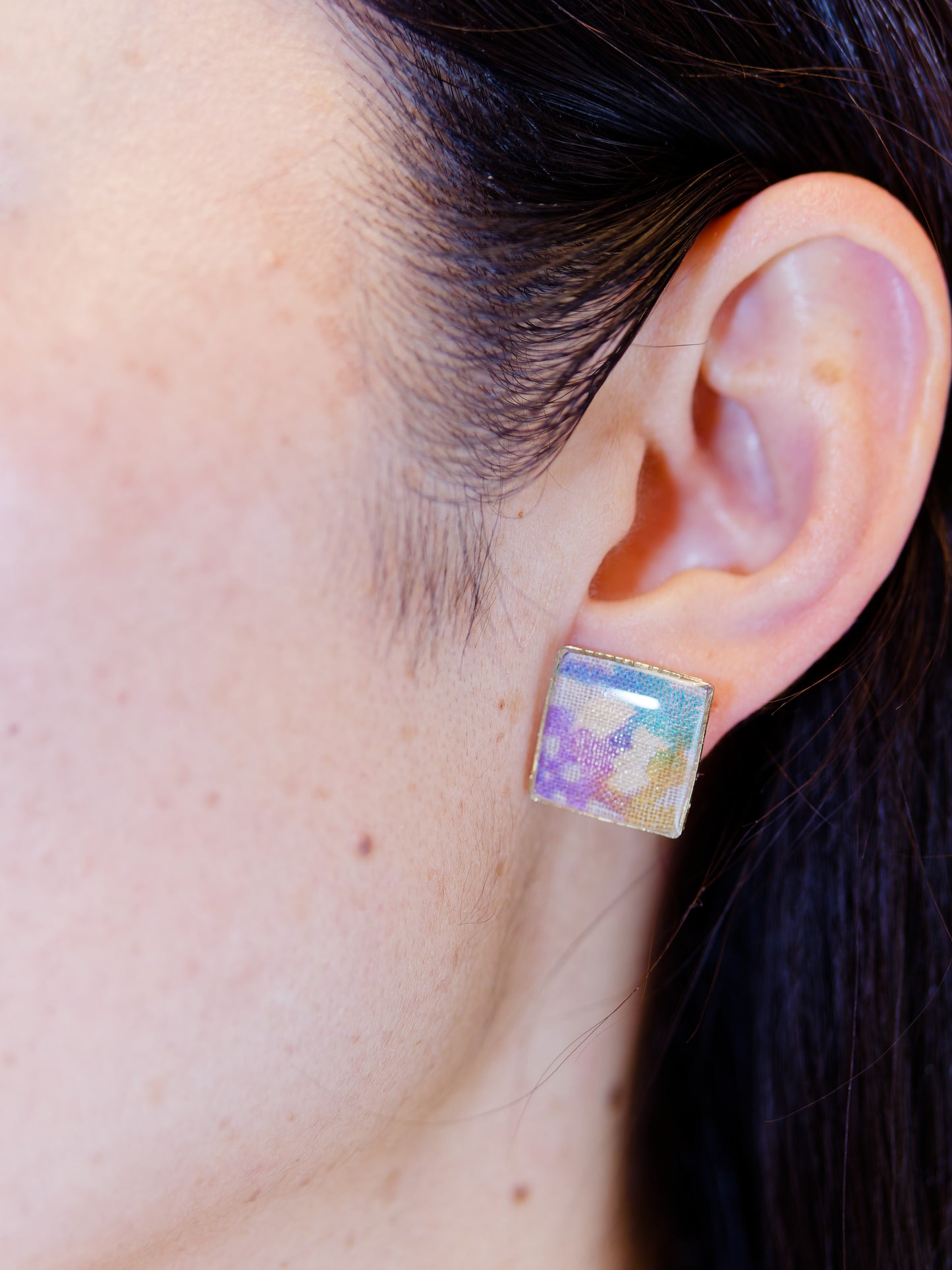 Ryukyu Bingata earrings - Square