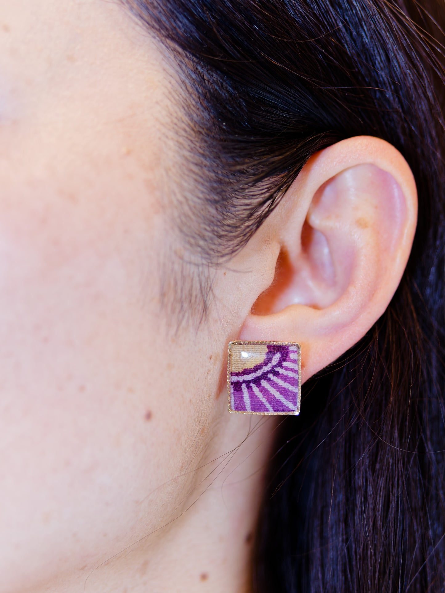 Ryukyu Bingata earrings - Square