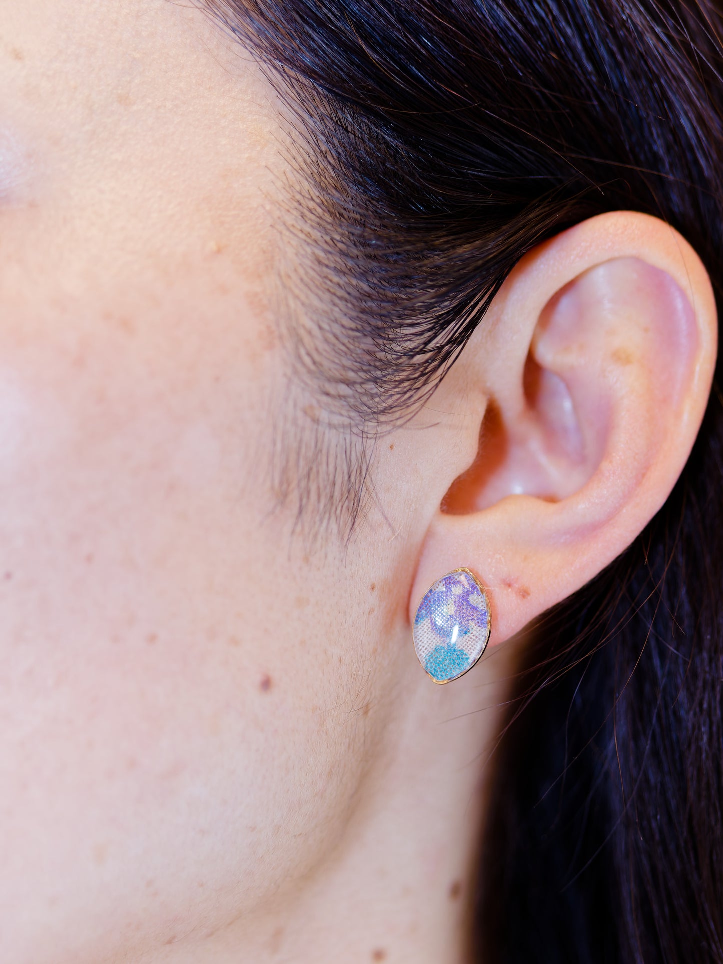 Ryukyu Bingata earrings - Oval