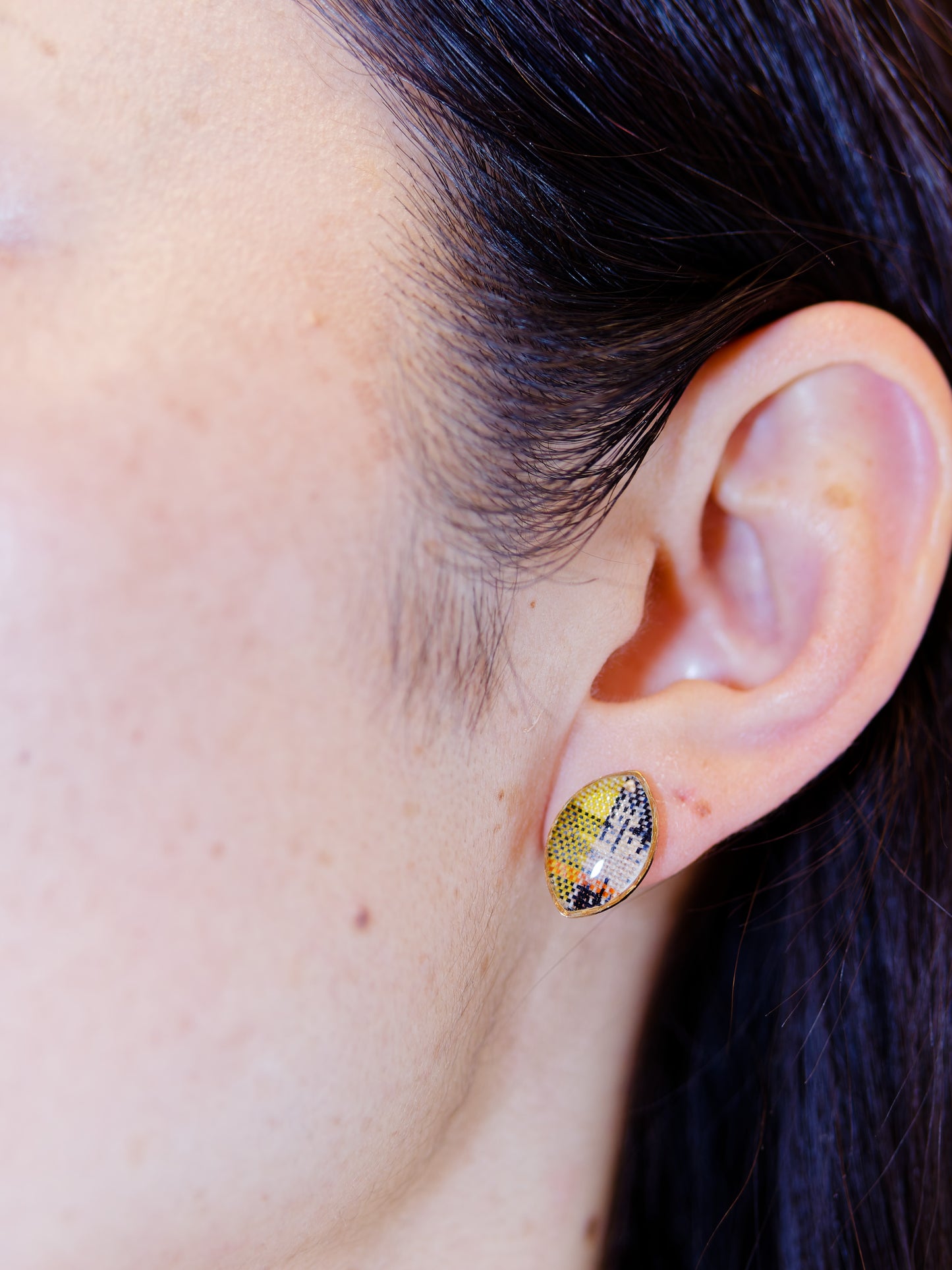 Ryukyu Kasuri earrings - Oval
