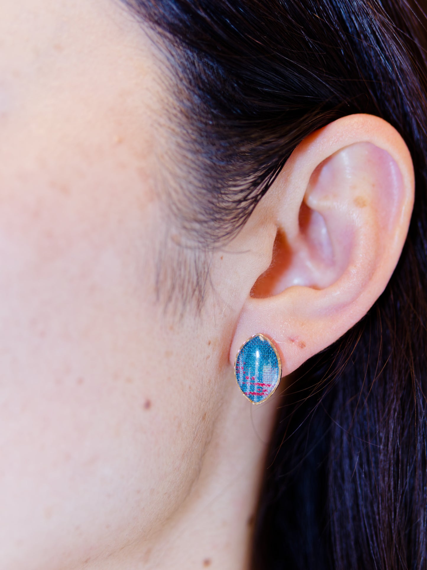 Ryukyu Kasuri earrings - Oval