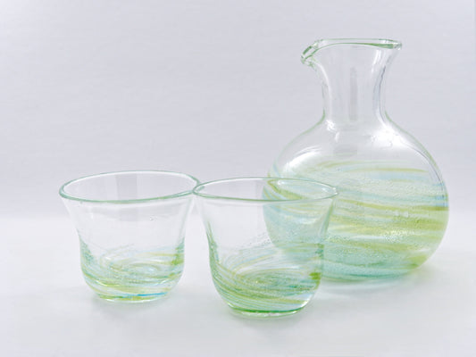 Sazanami 3-Piece Sake Set - Green