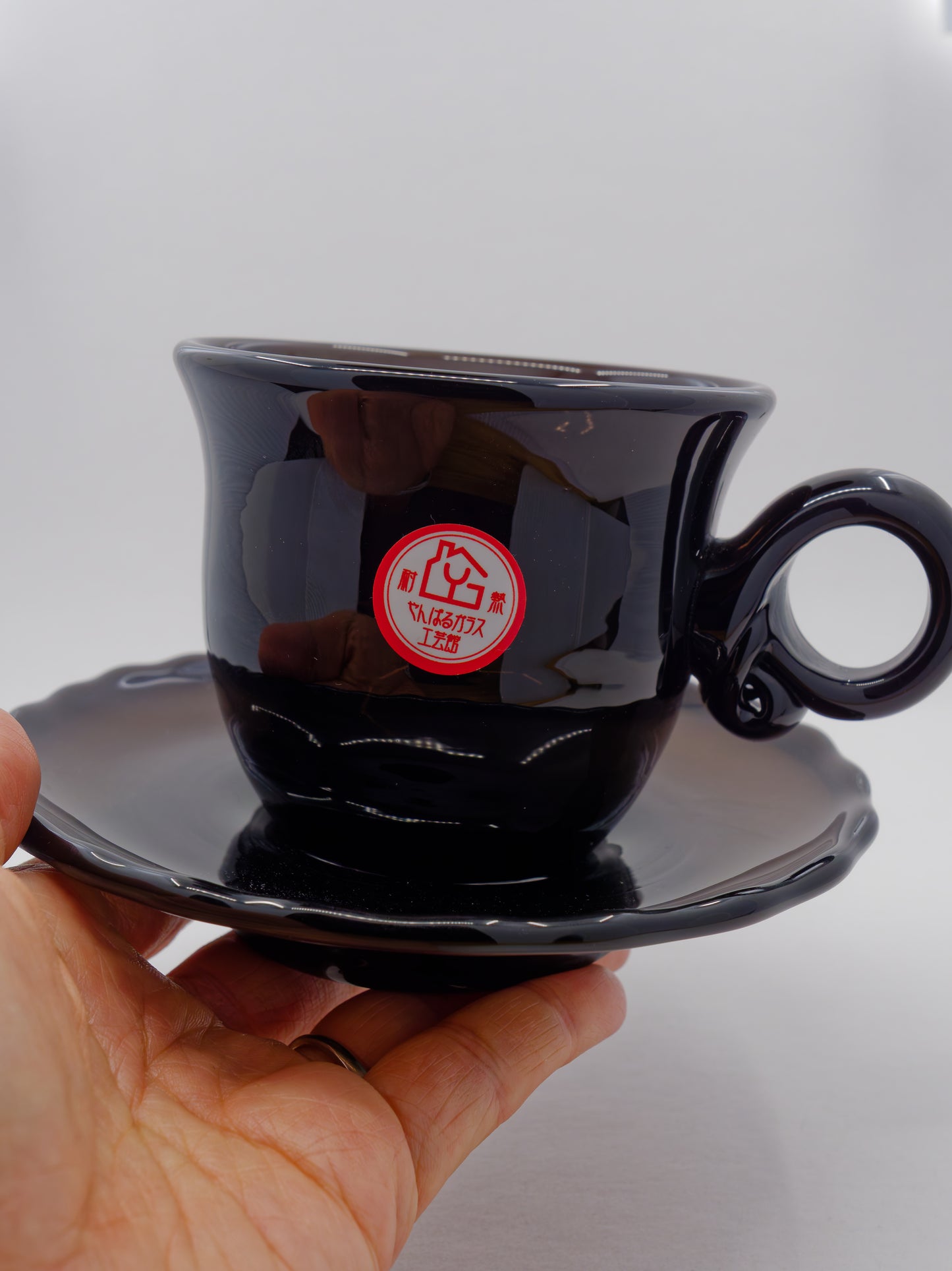 Heat-Resistant Ryukyu Glass Coffee Cup & Saucer (Dead Stock)