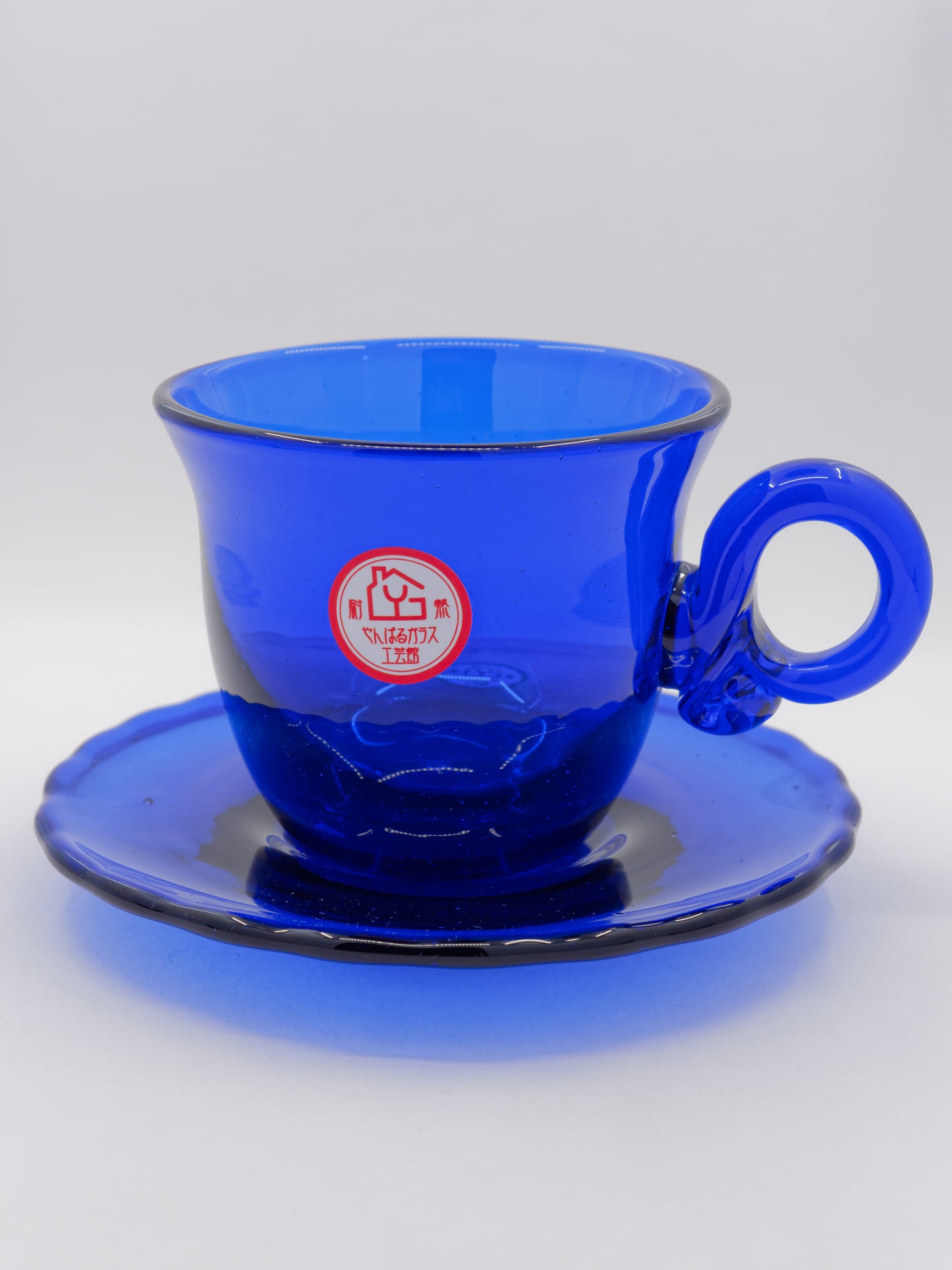 Heat-Resistant Ryukyu Glass Coffee Cup & Saucer (Dead Stock)