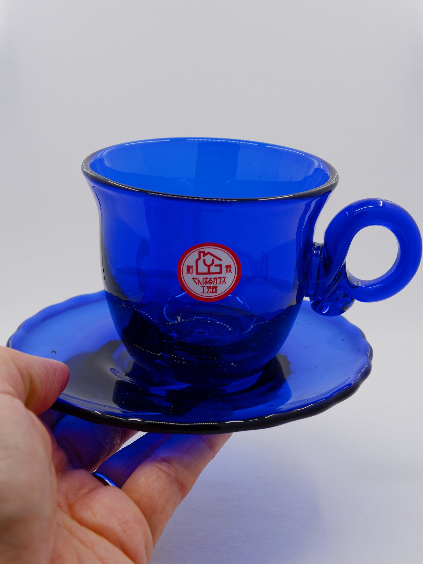 Heat-Resistant Ryukyu Glass Coffee Cup & Saucer (Dead Stock)