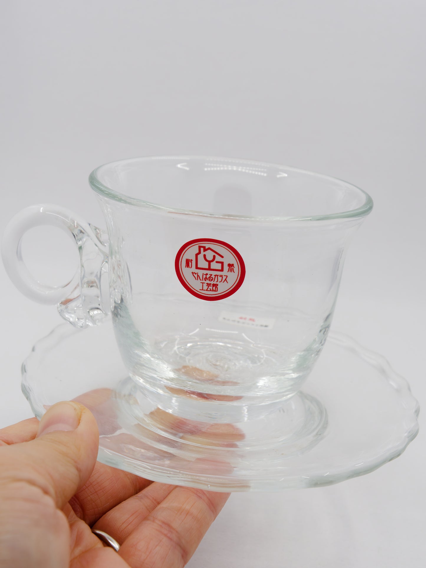 Heat-Resistant Ryukyu Glass Coffee Cup & Saucer (Dead Stock)