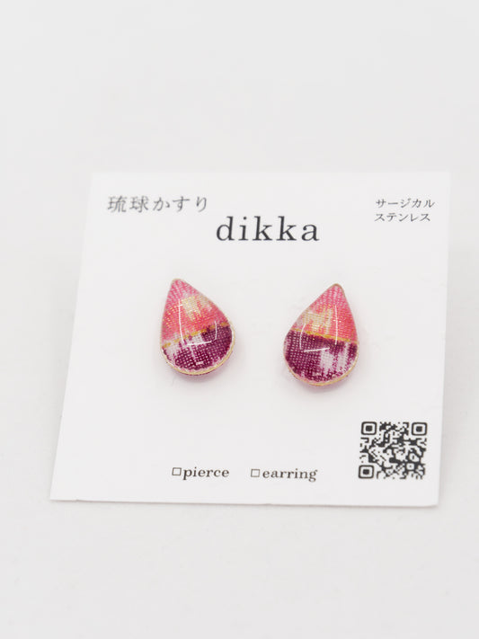 Ryukyu Kasuri teardrop-shaped earrings