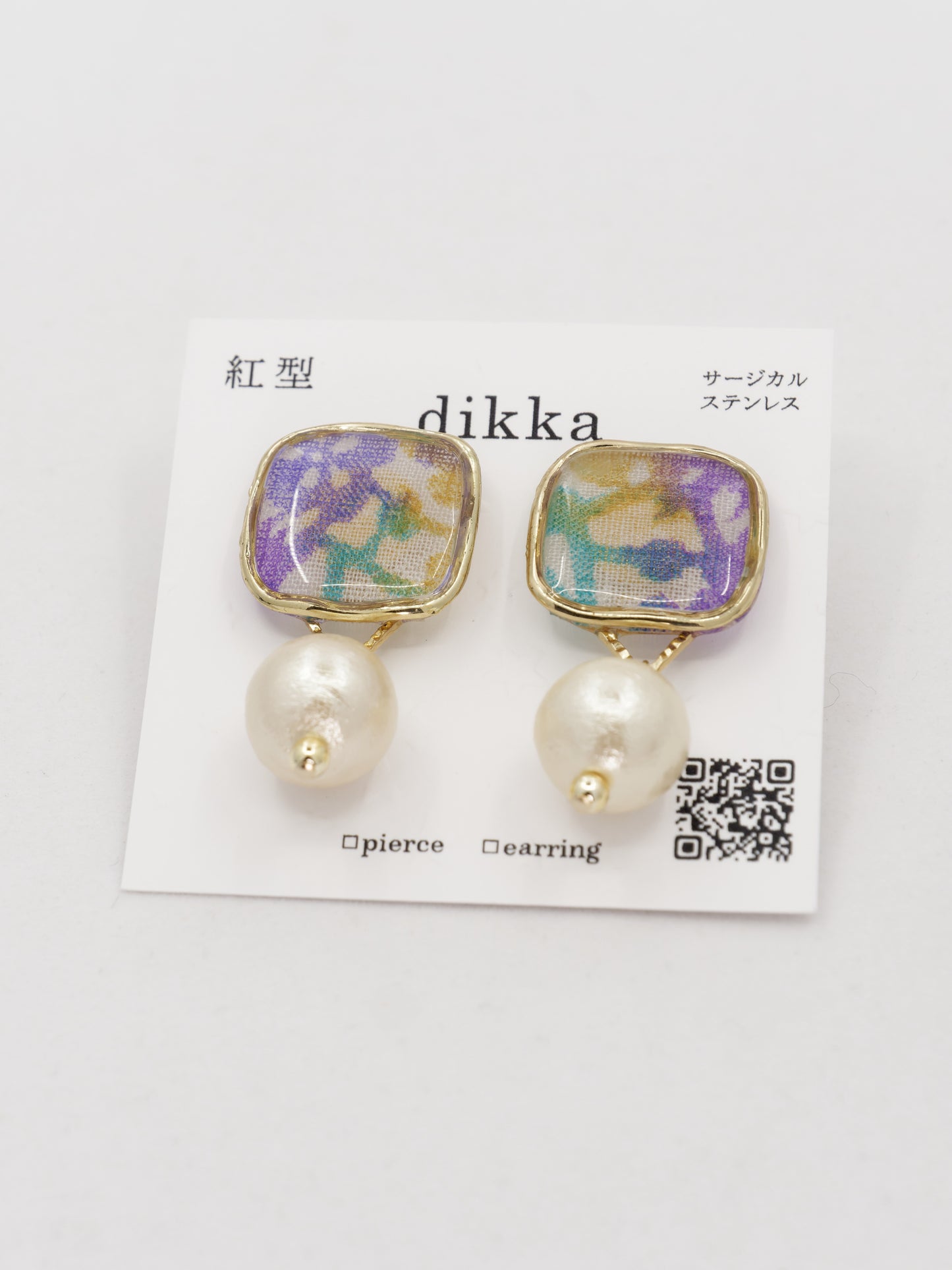 Bingata square earrings