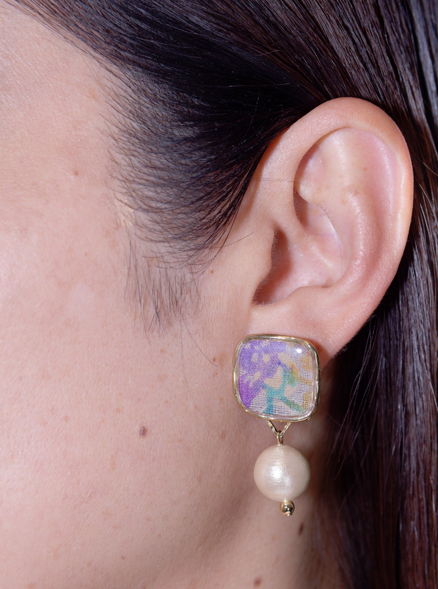 Bingata square earrings